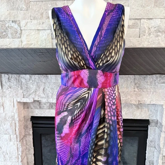 Boston Proper Snake Print Maxi Dress Size 8 Purple Pink - Picture 2 of 10
